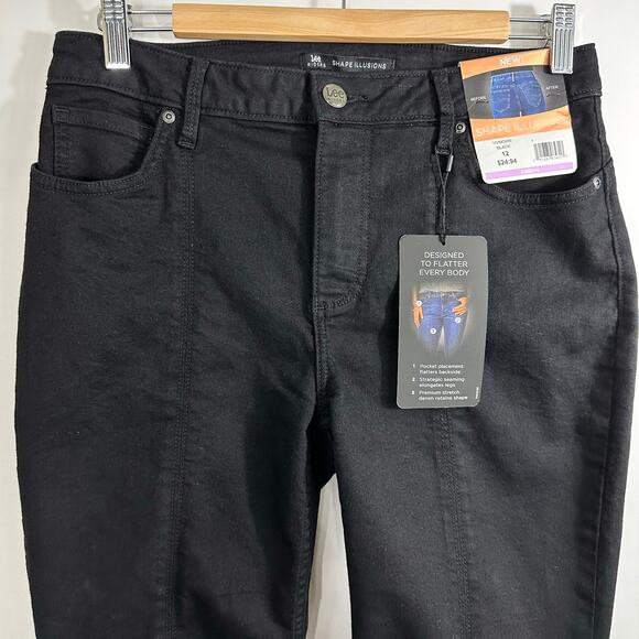 Lee Illusions Skinny Mid-Rise Capri Black Denim Jeans Size 12 NWT - Picture 10 of 12